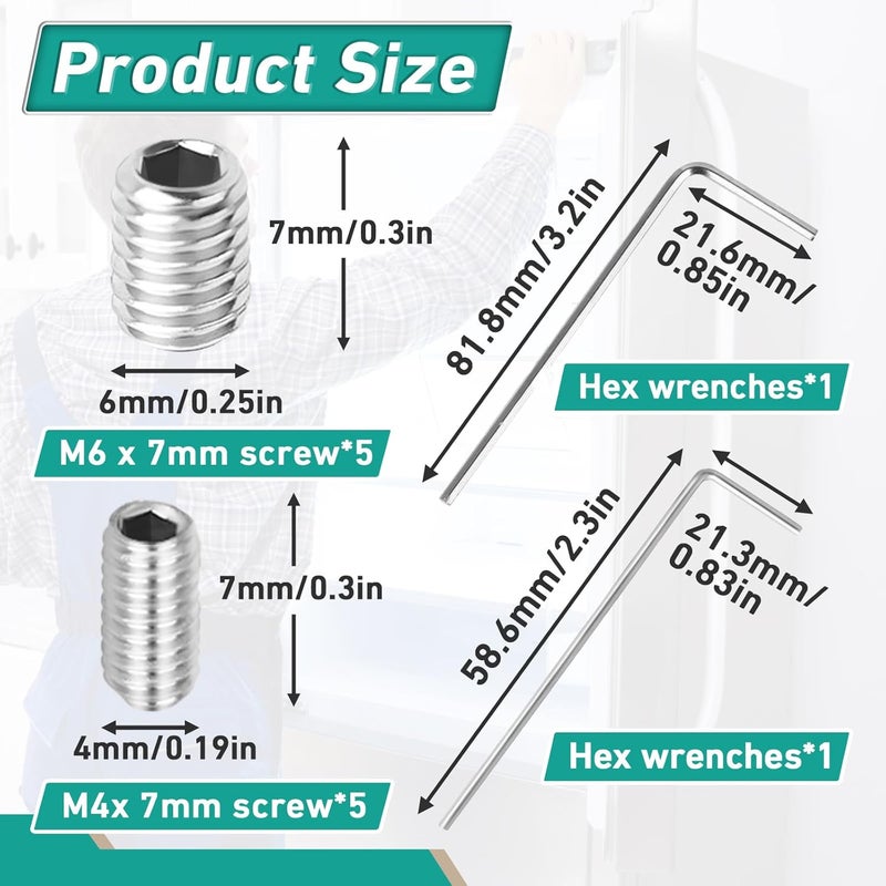 Gfdoso 5 Packs W11366418 Refrigerator Freezer Door Handle Mounting Set Screw Compatible with Most Refrigerators, AM 1-5-1 - EA221008/EA230910 - Equipped with Hex Wrench for Installatio - Image 3
